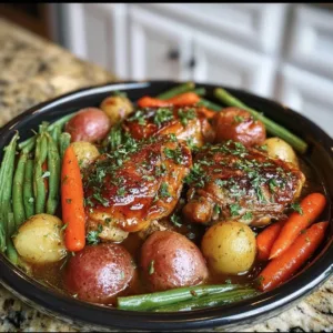Cozy Slow Cooker Honey Garlic Chicken and Veggies 2 Slow cooker honey garlic chicken with fresh veggies ready to serve.