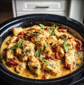 Delicious cozy Slow Cooker Marry Me Chicken served in a bowl