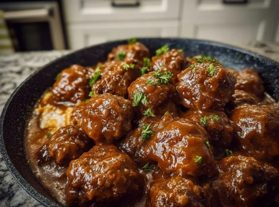 Cozy Slow Cooker Salisbury Steak Meatballs