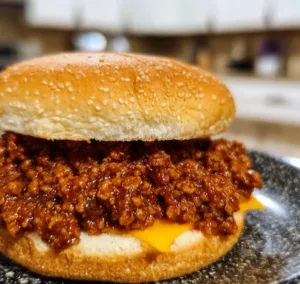 Slow cooker sloppy joes with rich sauce and soft bun, perfect for cozy dinners