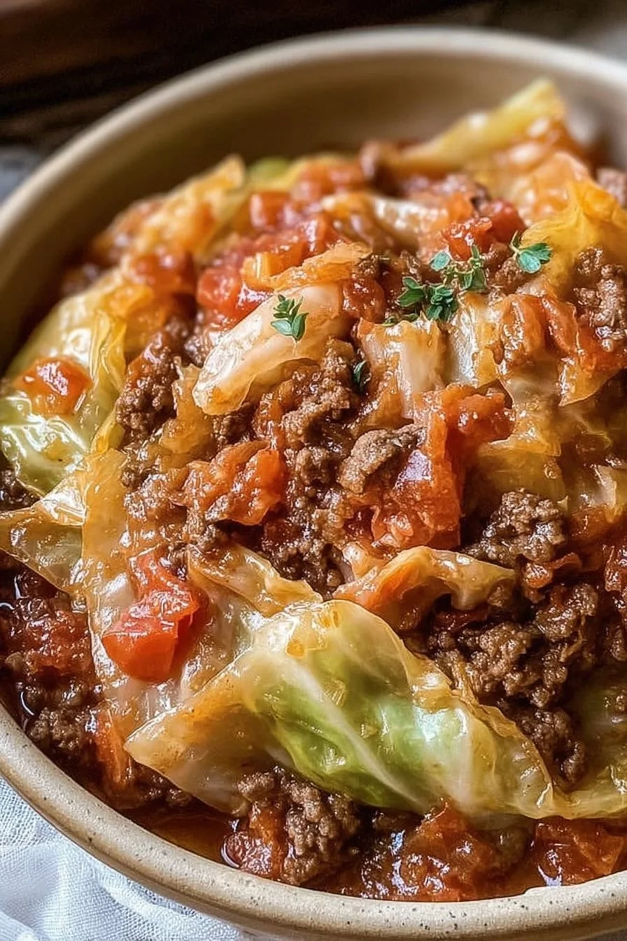Cozy Slow Cooker Unstuffed Cabbage Rolls