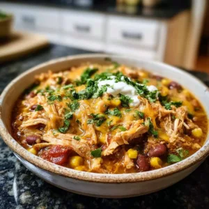 A steaming bowl of cozy white chicken chili topped with cilantro and avocado