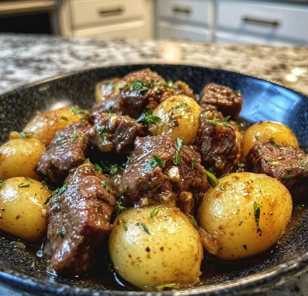 Garlic Butter Beef Bites with Potatoes