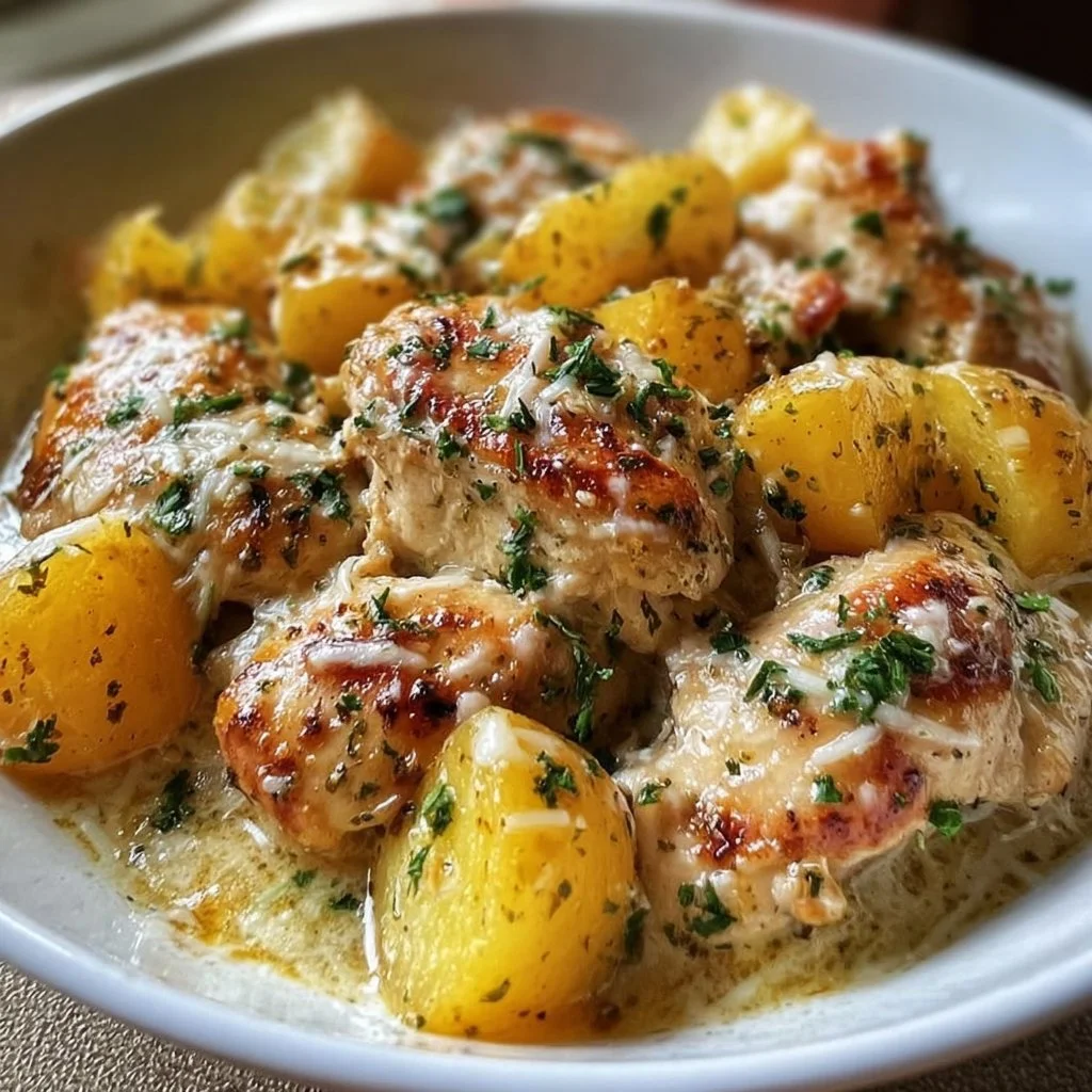 Garlic Parmesan Crockpot Chicken and Potatoes