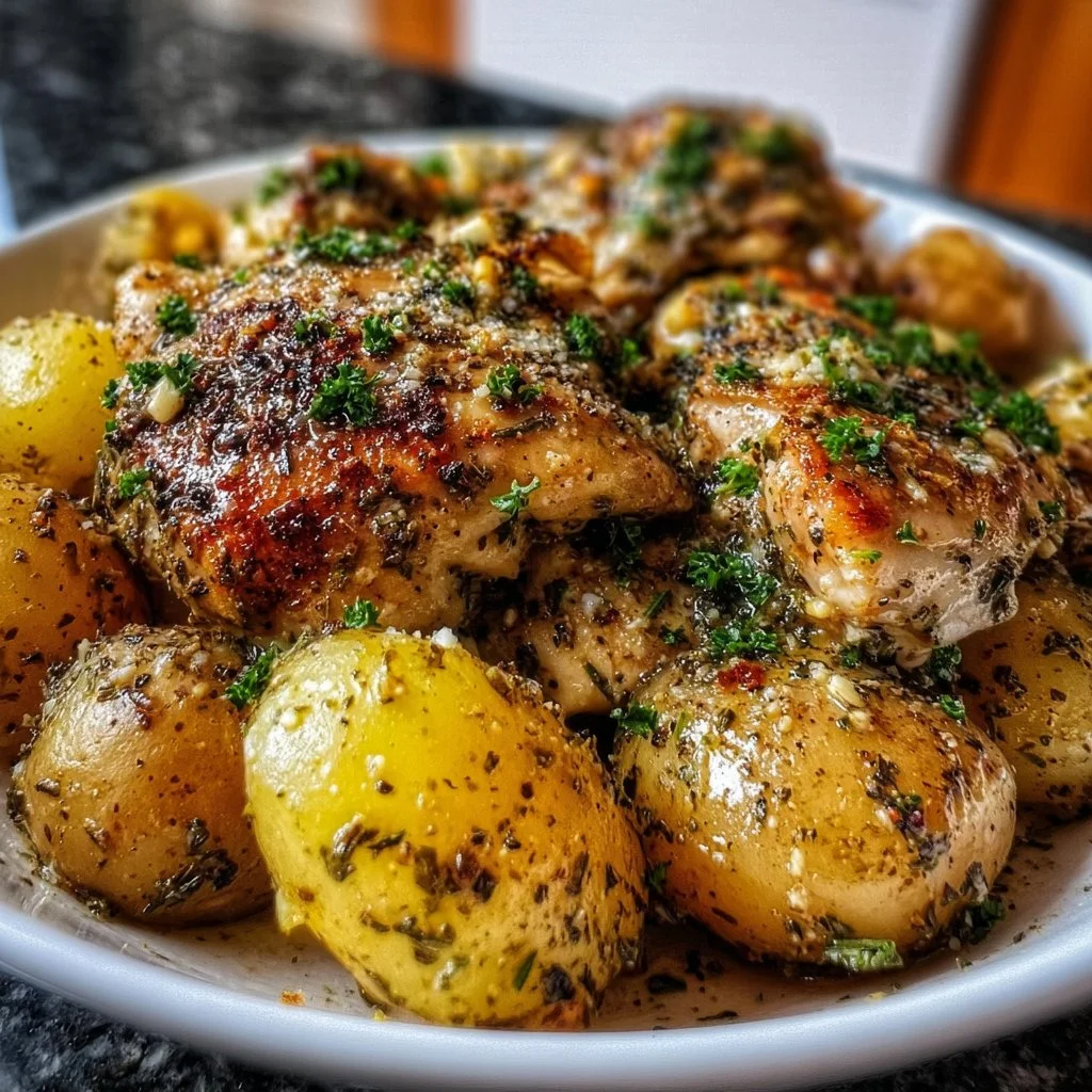 Garlic Parmesan Crockpot Chicken and Potatoes