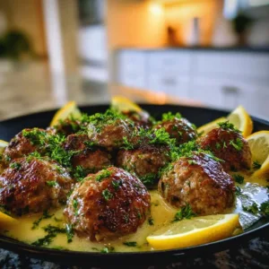 Greek Meatballs in Lively Lemon Sauce 1 Greek meatballs served in a vibrant lemon sauce