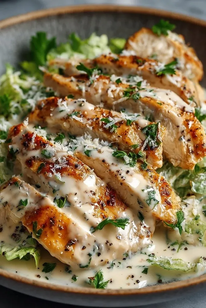 Melt-In-Your-Mouth Caesar Chicken 3 Melt-in-your-mouth Caesar Chicken dish served with fresh greens