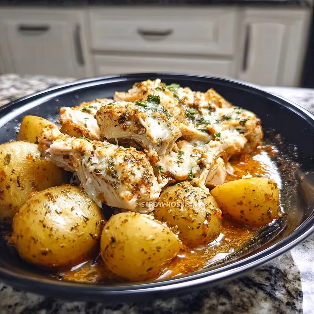 Slow Cooker Parmesan Garlic Chicken and Potatoes