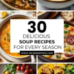 A variety of delicious soup recipes for every season, showcasing fresh ingredients.