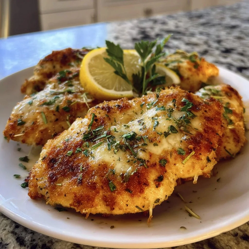 Cheesy Lemon Garlic Chicken Breasts