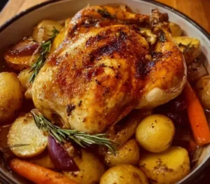 Classic Roast Chicken Dinner 2 Golden-brown classic roast chicken served with sides for a perfect dinner.