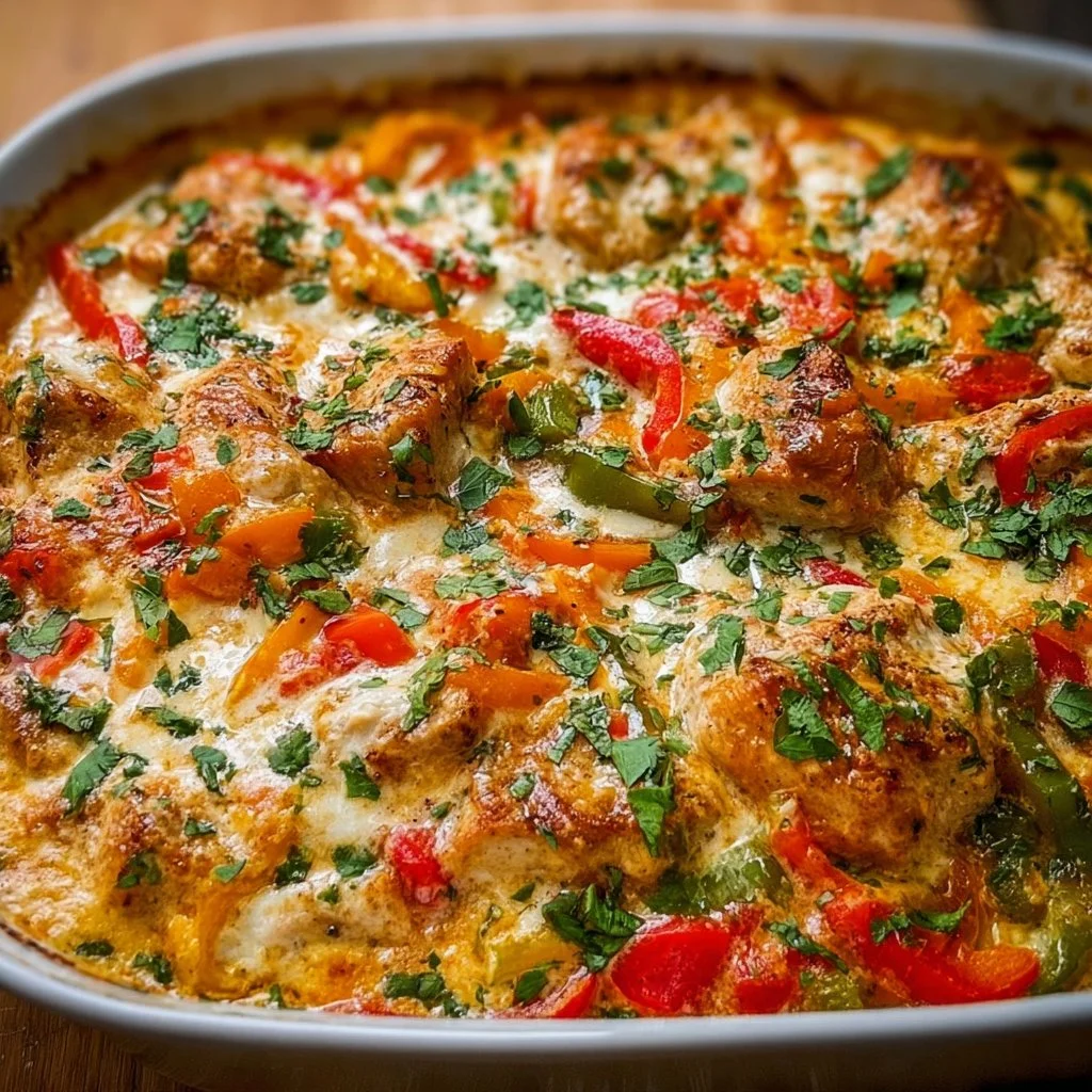 Creamy Baked Fajita Chicken Casserole