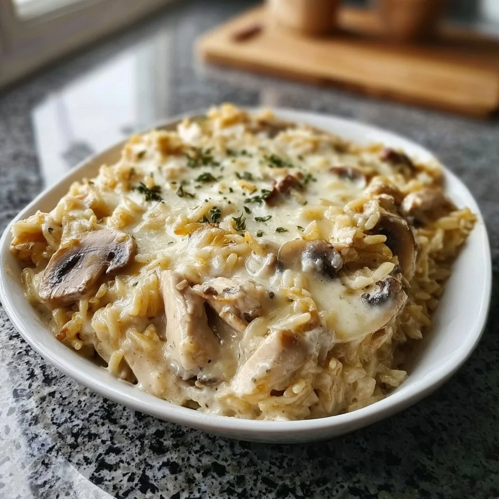 Creamy Mushroom Chicken & Rice Casserole