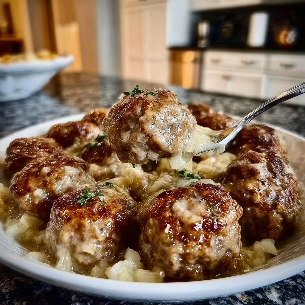 Crock Pot French Onion Meatballs