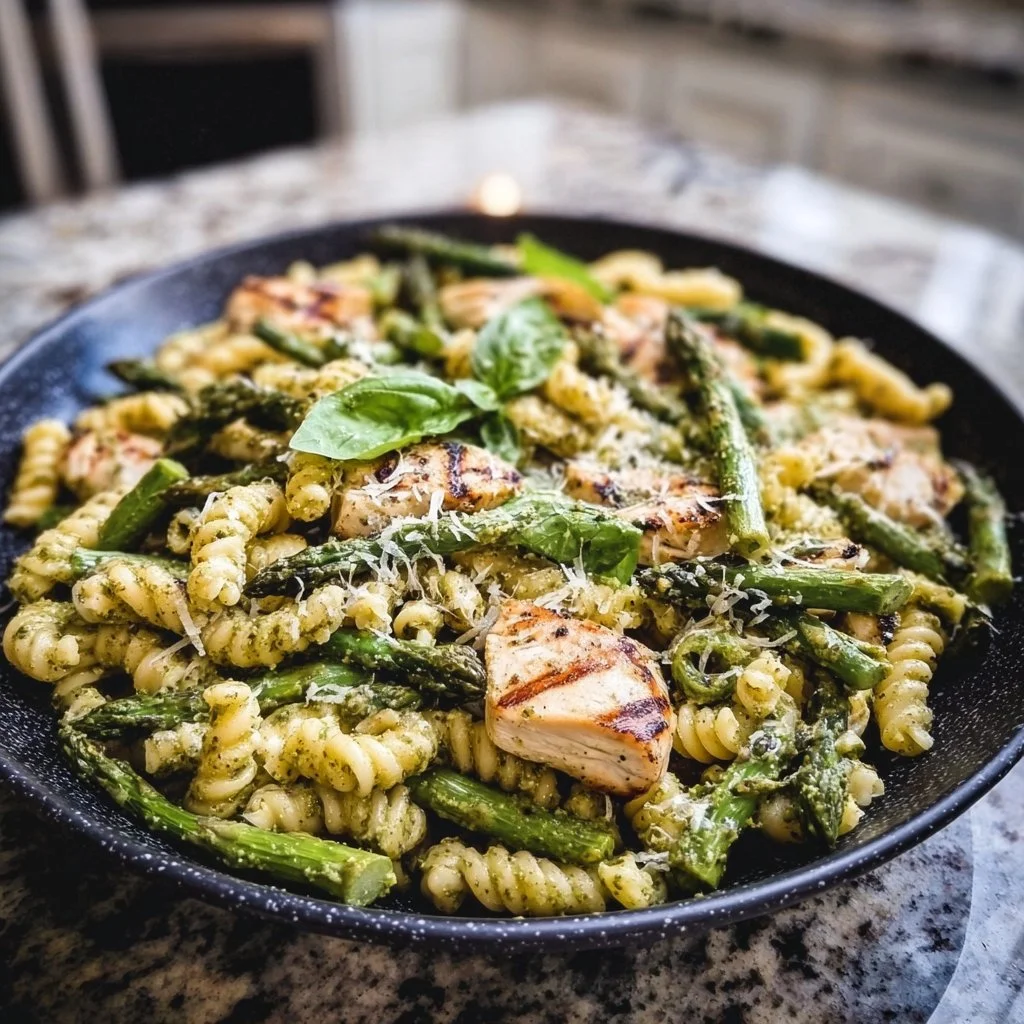 Grilled Chicken and Asparagus Pesto Pasta