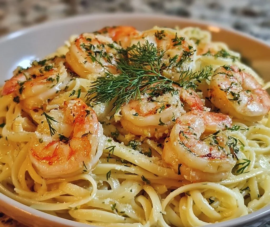 Lemon Dill Garlic Shrimp Pasta