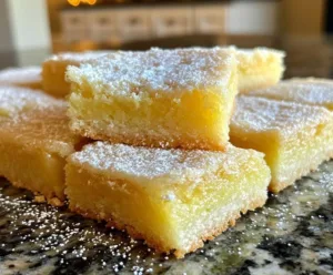 Lemon Sugar Cookie Bars 2 Delicious lemon sugar cookie bars topped with lemon icing on a plate