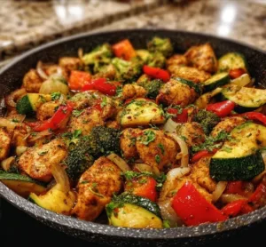 One Pot Chicken and Vegetables Skillet 2 One pot chicken and vegetables skillet meal prepared and ready to serve