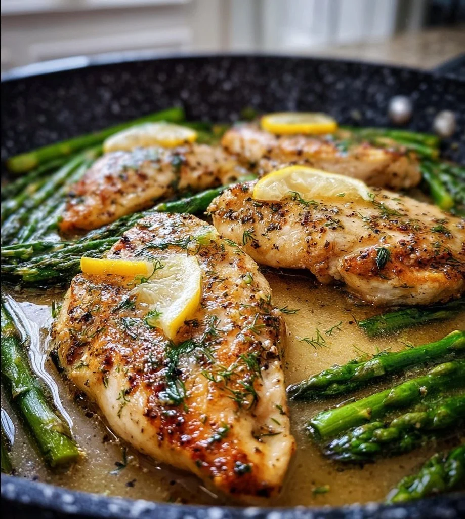 Pan Seared Butter-Garlic Chicken and Asparagus