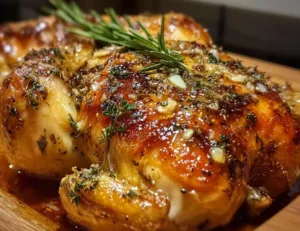 Roasted Chicken with Herb Butter 2 Delicious roasted chicken with herb butter, garnished with fresh herbs