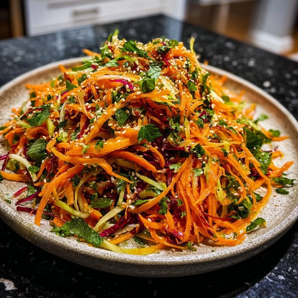 Shaved Rainbow Carrot Sesame Salad