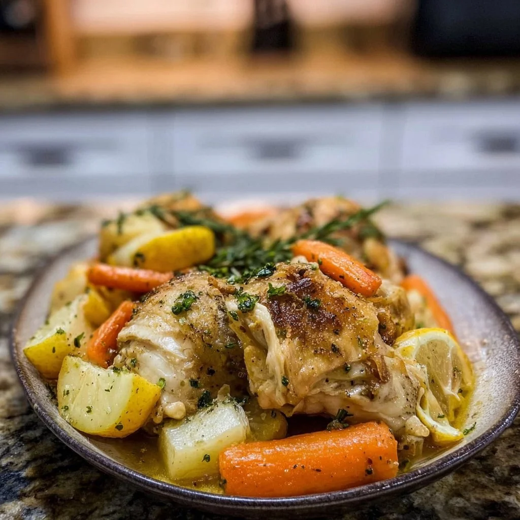 Slow Cooker Lemon Garlic Chicken with Veggies