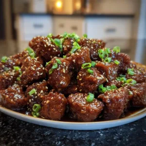 Delicious sticky honey soy beef bites ready to serve as an appetizer