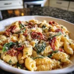 Creamy baked Boursin cheese pasta served in a casserole dish