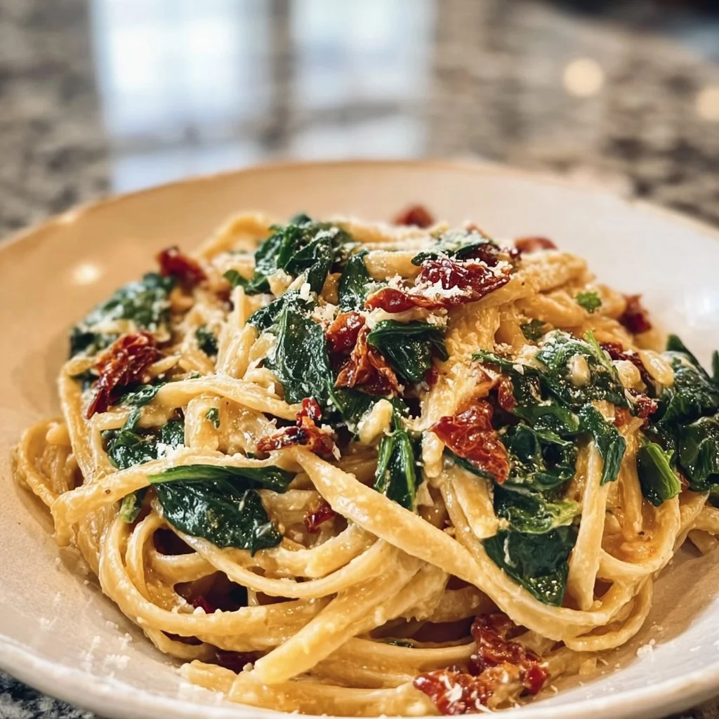 Creamy Spinach and Sun-Dried Tomato Pasta