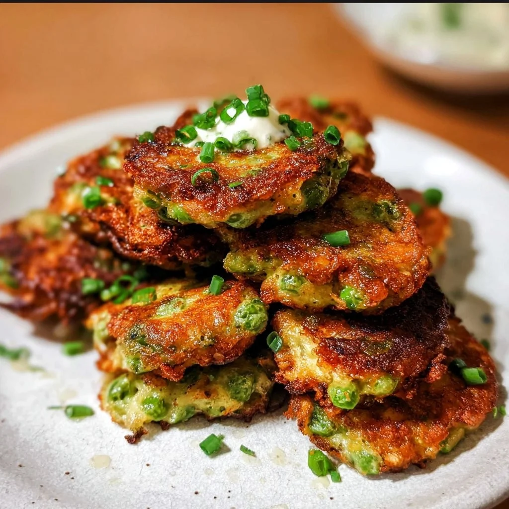 Crispy pea fritters – great emergency meal!