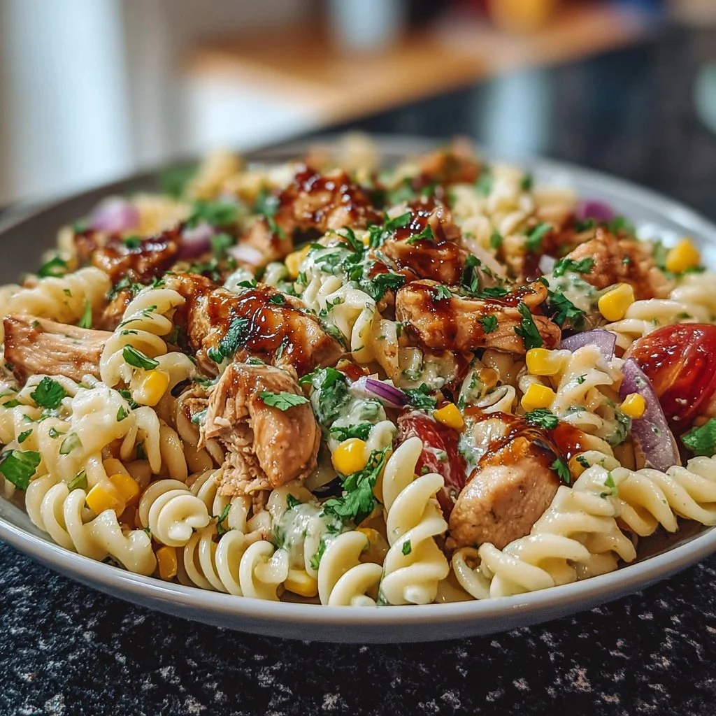 Honey BBQ Chicken Pasta Salad 7 Honey BBQ Chicken Pasta Salad