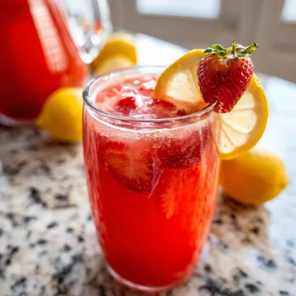 Honey Sweetened Strawberry Lemonade