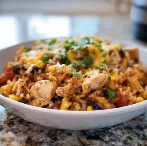 Instant Pot burrito bowls with rice, beans, and fresh toppings