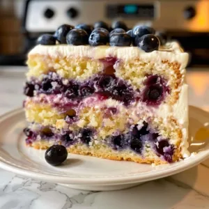 Lemon Blueberry Layer Cake 3 Lemon Blueberry Layer Cake with fresh blueberries and lemon zest decoration