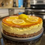 Low carb sugar free lemon cheesecake with a creamy texture and bright lemon flavor