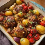 Delicious Mediterranean chicken dinner with fresh herbs and vegetables