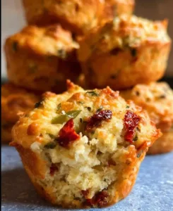 Mediterranean savory muffins with herbs and vegetables