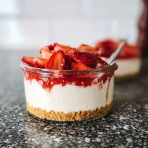 No Bake Strawberry Cheesecake for Two 3 No Bake Strawberry Cheesecake for Two served with fresh strawberries