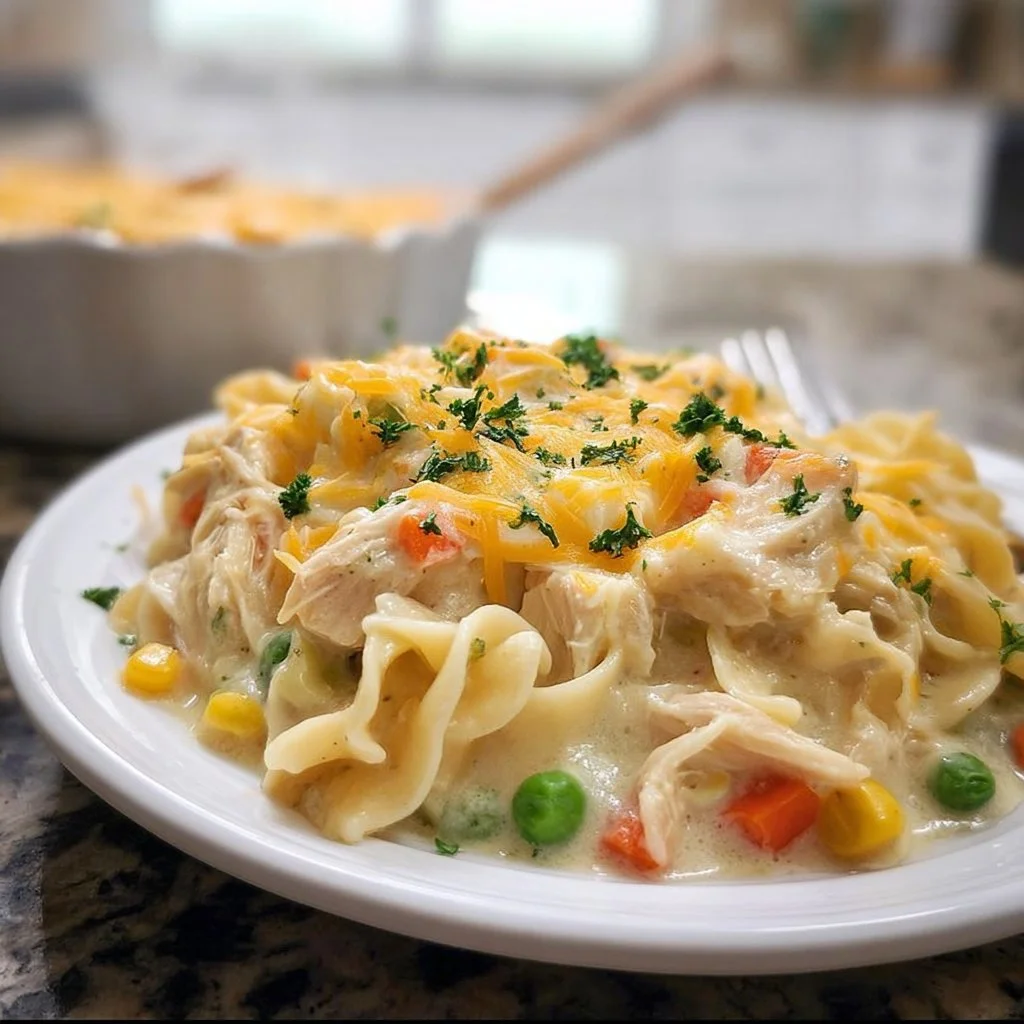 Noodle Chicken Pot Pie Casserole