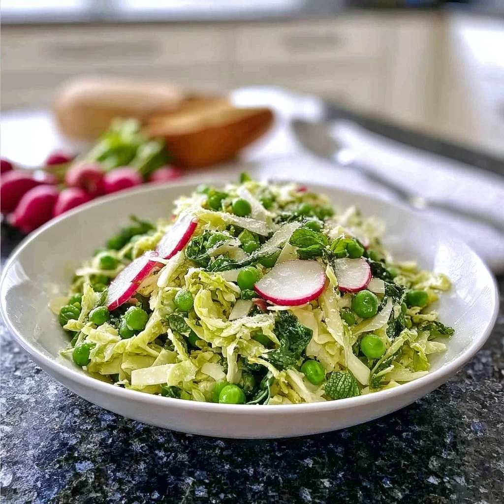 Pea, Cabbage, Parmesan and Mint Salad