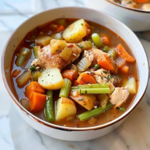Delicious chicken stew cooked in a crock pot, ready to serve.