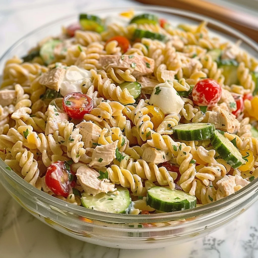 Creamy High-Protein Pasta Salad with Chicken