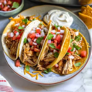 Delicious Crock-Pot chicken tacos served with fresh toppings