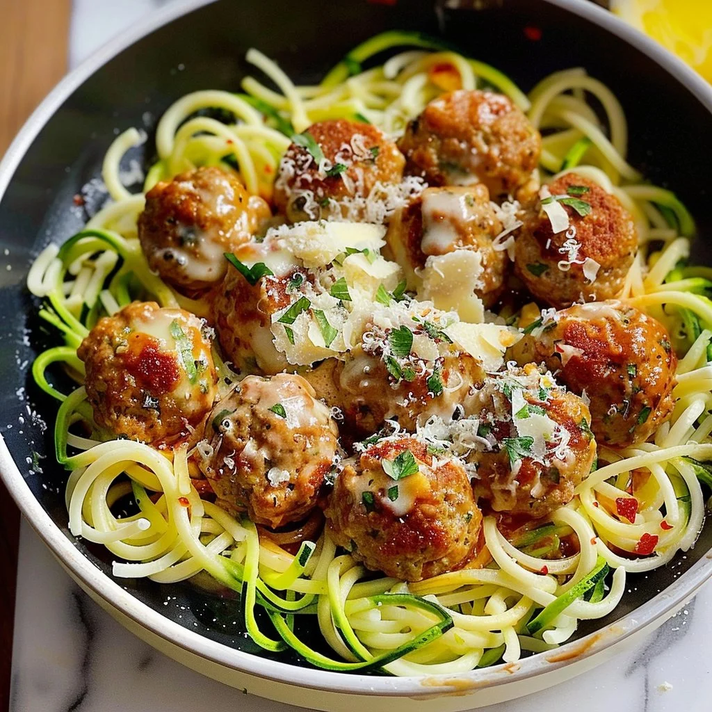 Garlic Butter Meatballs and Zoodles