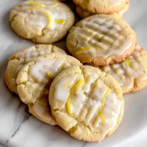 Glazed Lemon Cookies 2 Glazed lemon cookies with a sweet, glossy icing on a rustic wooden background.