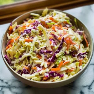 Gordon Ramsay's light coleslaw served in a bowl with fresh vegetables.