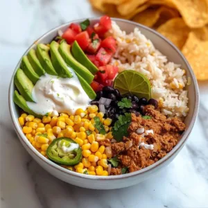 Delicious Ground Chicken Burrito Bowls ready to be served