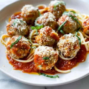 Ground chicken meatballs Parmesan served with marinara sauce and cheese