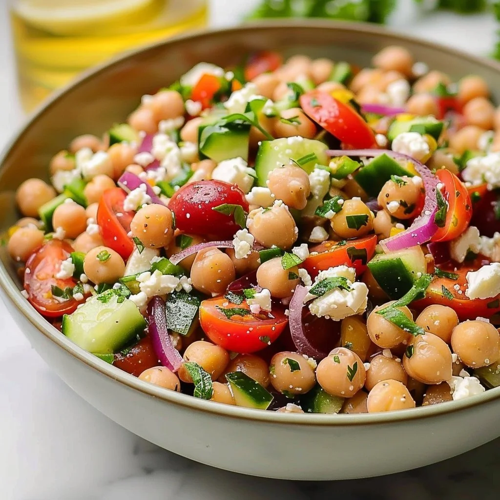 Healthy Mediterranean Garbanzo Bean Salad