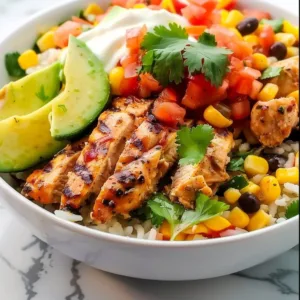 Mexican Chicken Rice Bowls 3 Delicious Mexican chicken rice bowl with fresh ingredients and vibrant flavors.